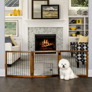 Small Breed 3-Panel Wood Freestanding Gate