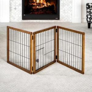 Small Breed 3-Panel Wood Freestanding Gate